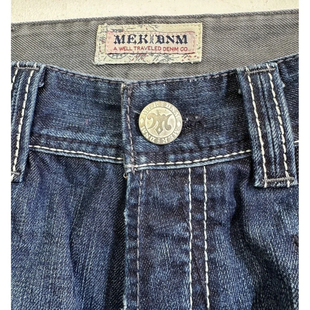 MEK DNM BKE Mens 36x32 Bootcut Jeans Blue Distressed Buckle Y2K Denim Pants